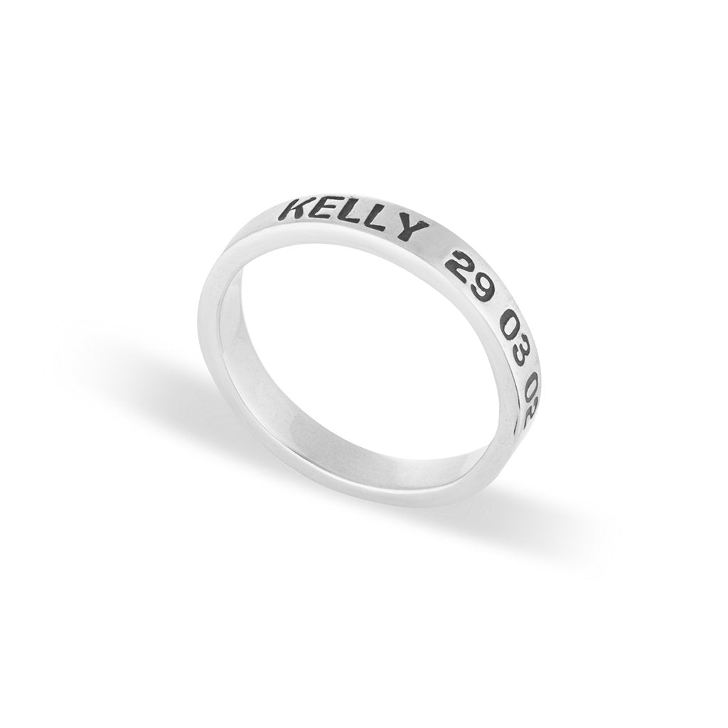 Narrow Love Band Ring - White Gold