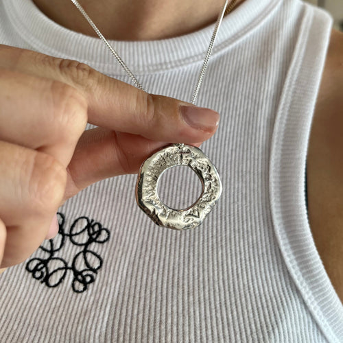 ONE OFF | Sandcast Silver Circle Pendant