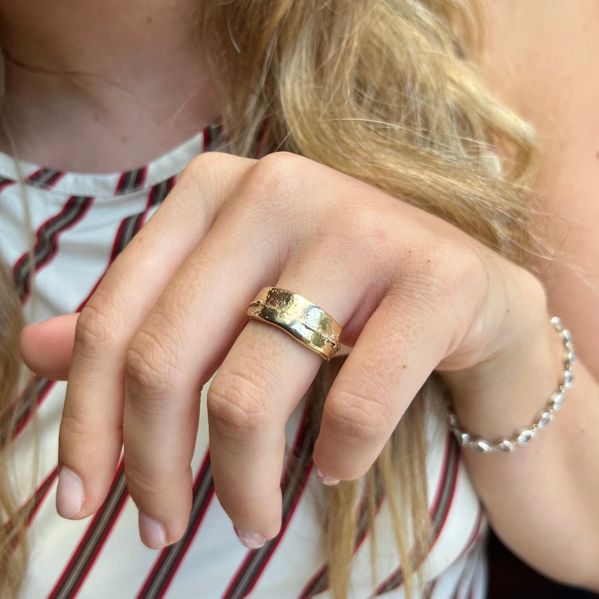 ONE OFF | Yellow Gold Sandcast Cigar Ring - Size N