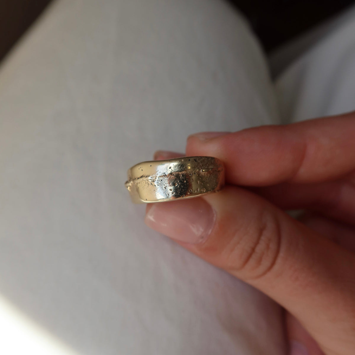 ONE OFF | Yellow Gold Sandcast Cigar Ring - Size N