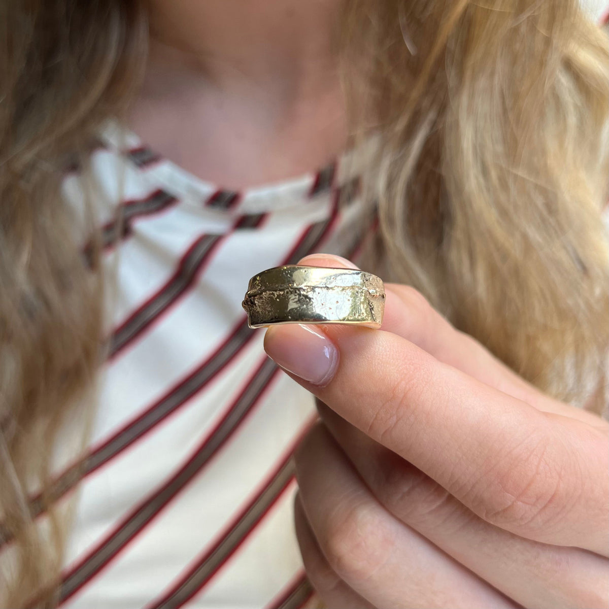 ONE OFF | Yellow Gold Sandcast Cigar Ring - Size N