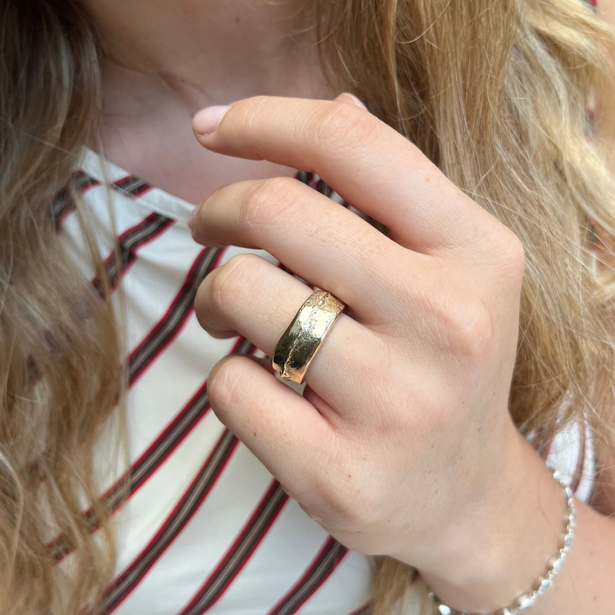 ONE OFF | Yellow Gold Sandcast Cigar Ring - Size N