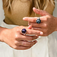 Orb Gemstone Ring - Black Agate