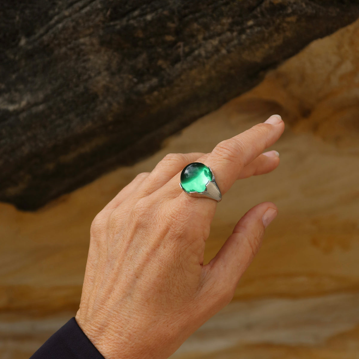 Orb Gemstone Ring - Emerald Green Eco-Stone