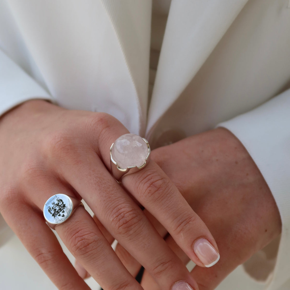 Orb Gemstone Ring - Rose Quartz