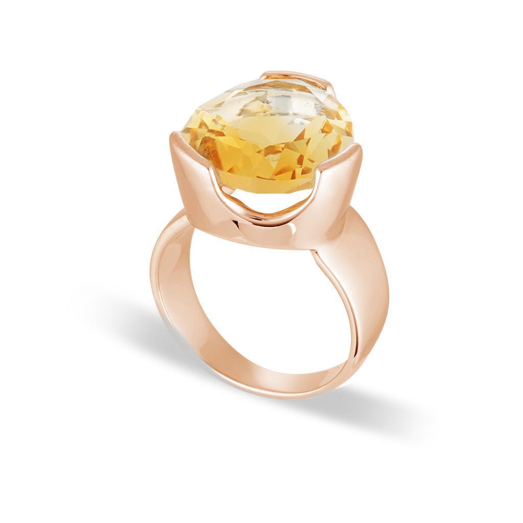 Original Tri-Cut Gemstone Ring - Rose Gold / Citrine