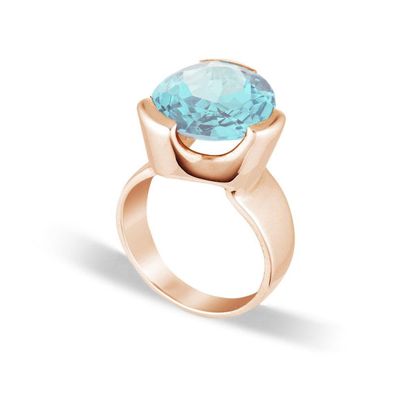 Original Tri-Cut Gemstone Ring - Rose Gold / Sky Blue Topaz