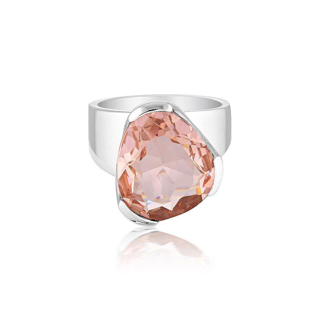 Original Tri-Cut Gemstone Ring - Sterling Silver / Blush Quartz