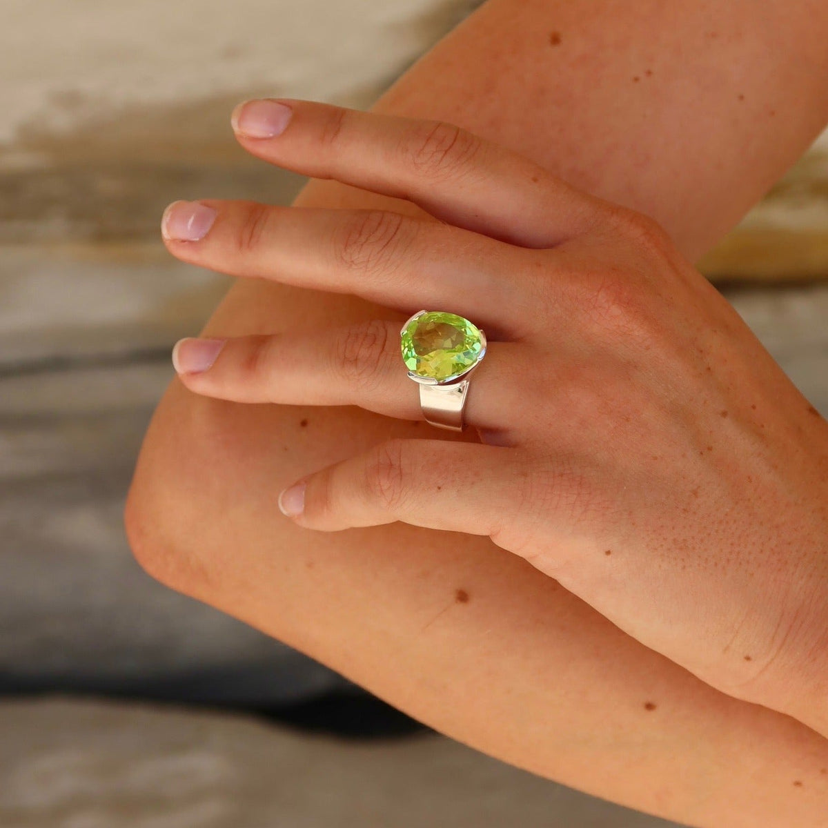 Original Tri-Cut Gemstone Ring - Sterling Silver / Lemon Lime *Limited Edition*