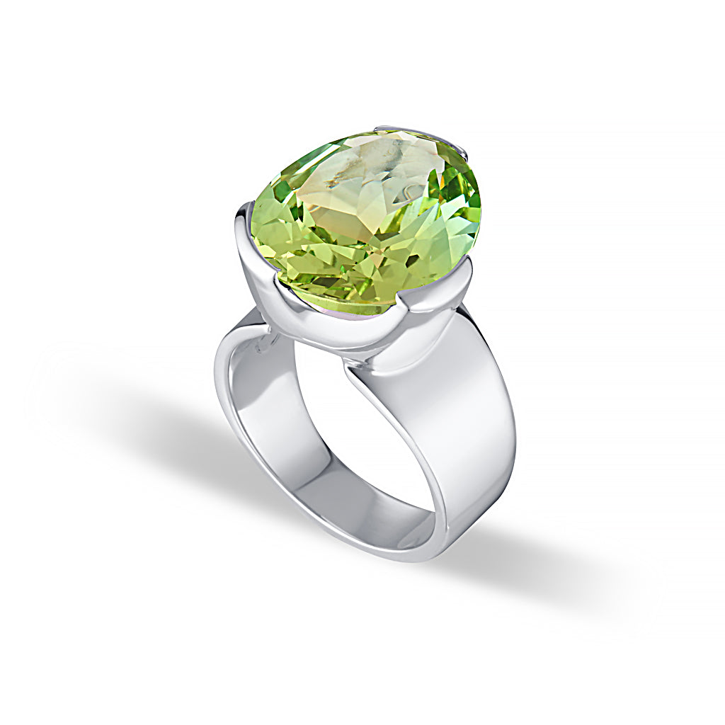 Original Tri-Cut Gemstone Ring - Sterling Silver / Lemon Lime *Limited Edition*