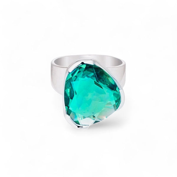 Original Tri-Cut Gemstone Ring - Sterling Silver / Paraiba Nano Quartz- PRE ORDER 6-8 WEEKS