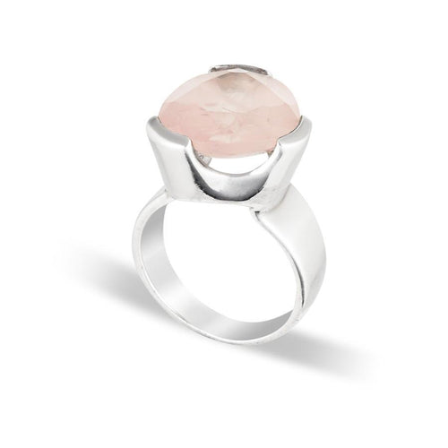 Original Tri-Cut Gemstone Ring - Sterling Silver / Rose Quartz