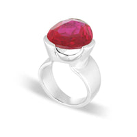 Original Tri-Cut Gemstone Ring - Sterling Silver / Ruby Red Corundum