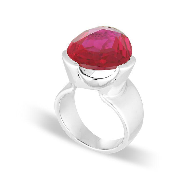 Original Tri-Cut Gemstone Ring - Sterling Silver / Ruby Red Corundum