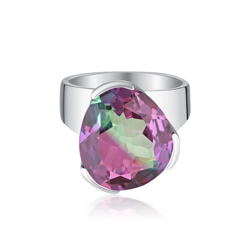 Original Tri-Cut Gemstone Ring - Sterling Silver / Watermelon Corundum