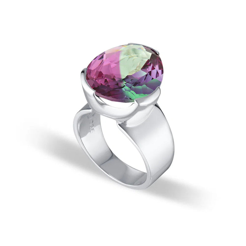 Original Tri-Cut Gemstone Ring - Sterling Silver / Watermelon Corundum