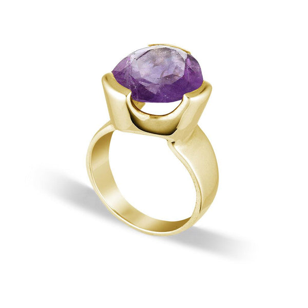 Original Tri-Cut Gemstone Ring - Yellow Gold / Purple Amethyst