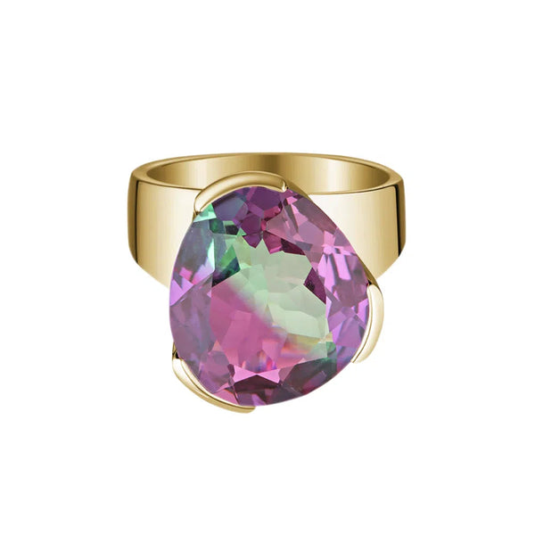 Original Tri-Cut Gemstone Ring - Yellow Gold / Watermelon Corundum