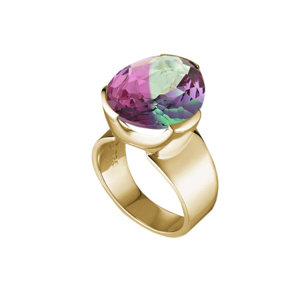 Original Tri-Cut Gemstone Ring - Yellow Gold / Watermelon Corundum