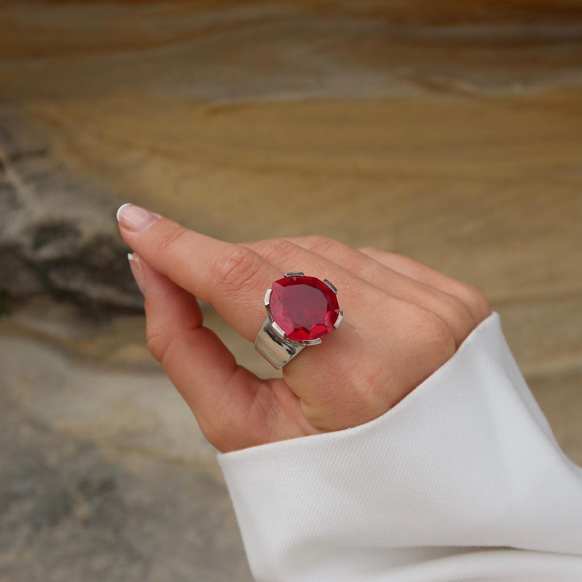 Power Pointer Gemstone Ring - Ruby Corundum - Sterling Silver