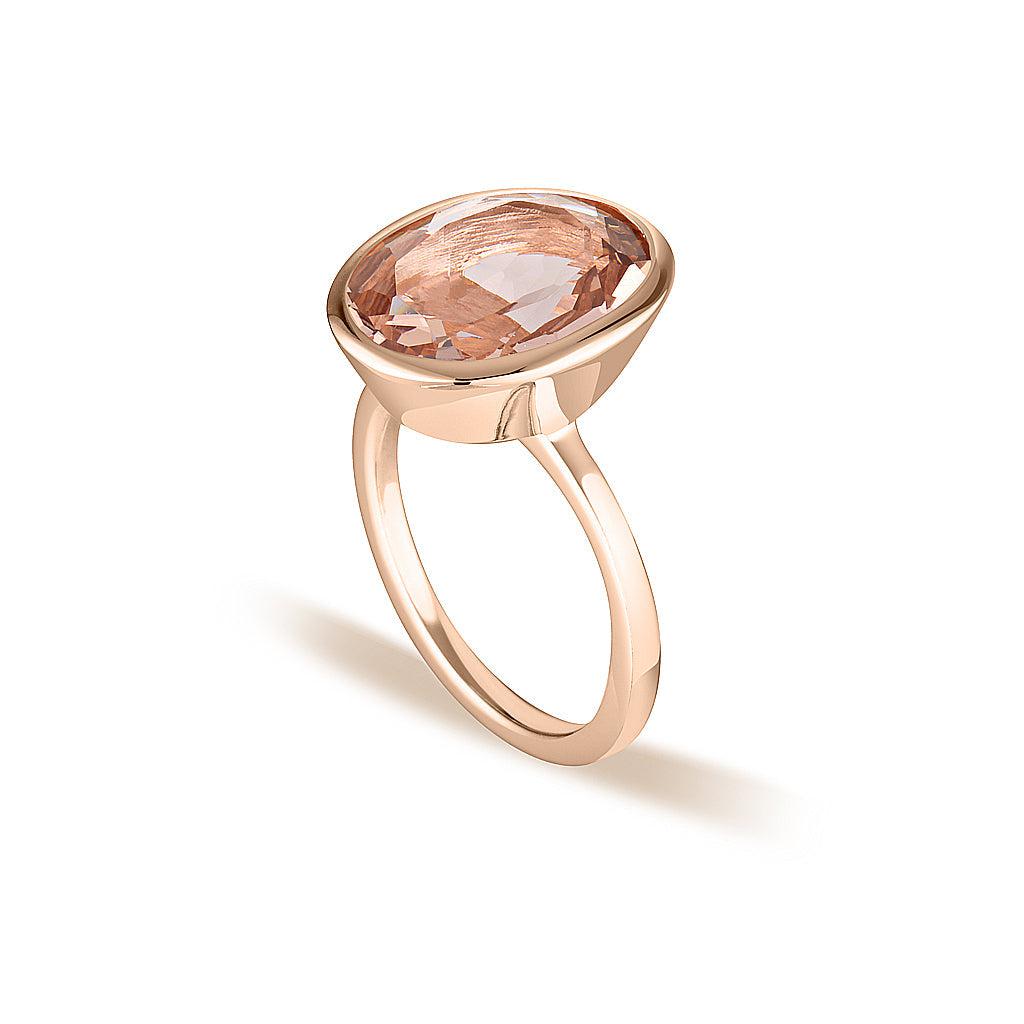 Rose Gold Celebration Stacker Ring - Large Oval - Blue Zircon