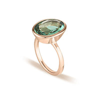 Rose Gold Celebration Stacker Ring - Large Oval - Blue Zircon