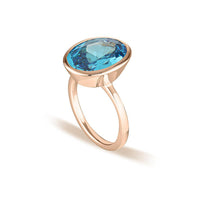 Rose Gold Celebration Stacker Ring - Large Oval - Blue Zircon