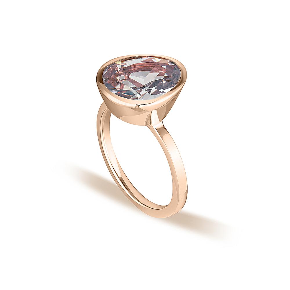 Rose Gold Celebration Stacker Ring - Large Oval - Blue Zircon