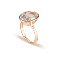 Rose Gold Celebration Stacker Ring - Large Oval - Blue Zircon