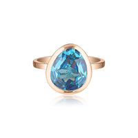 Rose Gold Celebration Stacker Ring - Large Tri-Cut - Blue Zircon