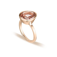 Rose Gold Celebration Stacker Ring - Large Tri-Cut - Blush Quartz