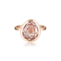 Rose Gold Celebration Stacker Ring - Large Tri-Cut - Blush Quartz