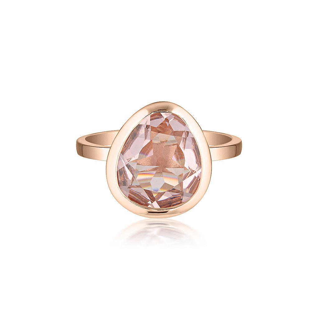 Rose Gold Celebration Stacker Ring - Large Tri-Cut - Smoky Quartz