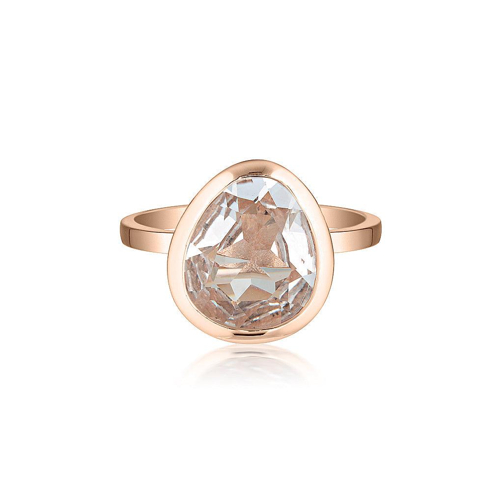 Rose Gold Celebration Stacker Ring - Large Tri-Cut - White Sapphire