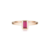 Rose Gold Celebration Stacker Ring - Small Emerald Cut Rectangle - Red Corundum