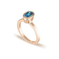 Rose Gold Celebration Stacker Ring - Small Oval - Blue Zircon