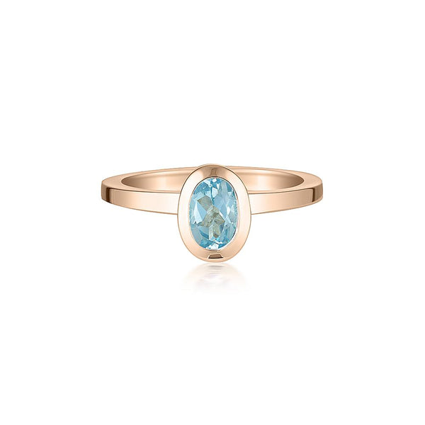 Rose Gold Celebration Stacker Ring - Small Oval - Sky Blue Topaz