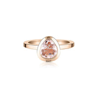 Rose Gold Celebration Stacker Ring - Small Tri-Cut - Blush Quartz