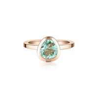 Rose Gold Celebration Stacker Ring - Small Tri-Cut - Green Amethyst