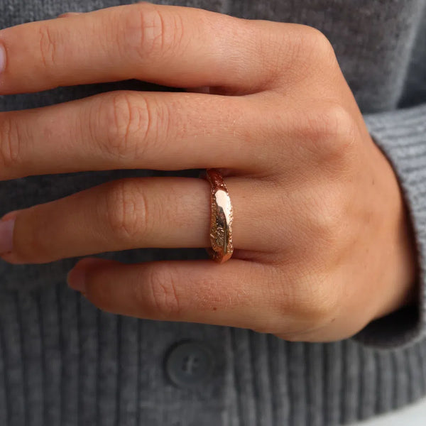 Rose Gold Sandcast Living Ring | Made To Order
