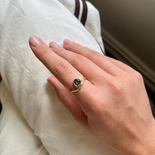 SAMPLE | Gold Waves Of Life Gemstone Ring | London Blue Topaz