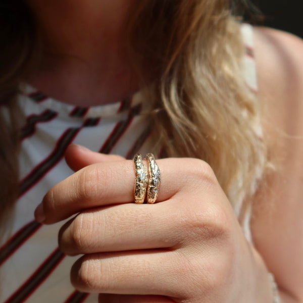 SAMPLE | SET Yellow and Rose Gold Living Ring Stack - Size R