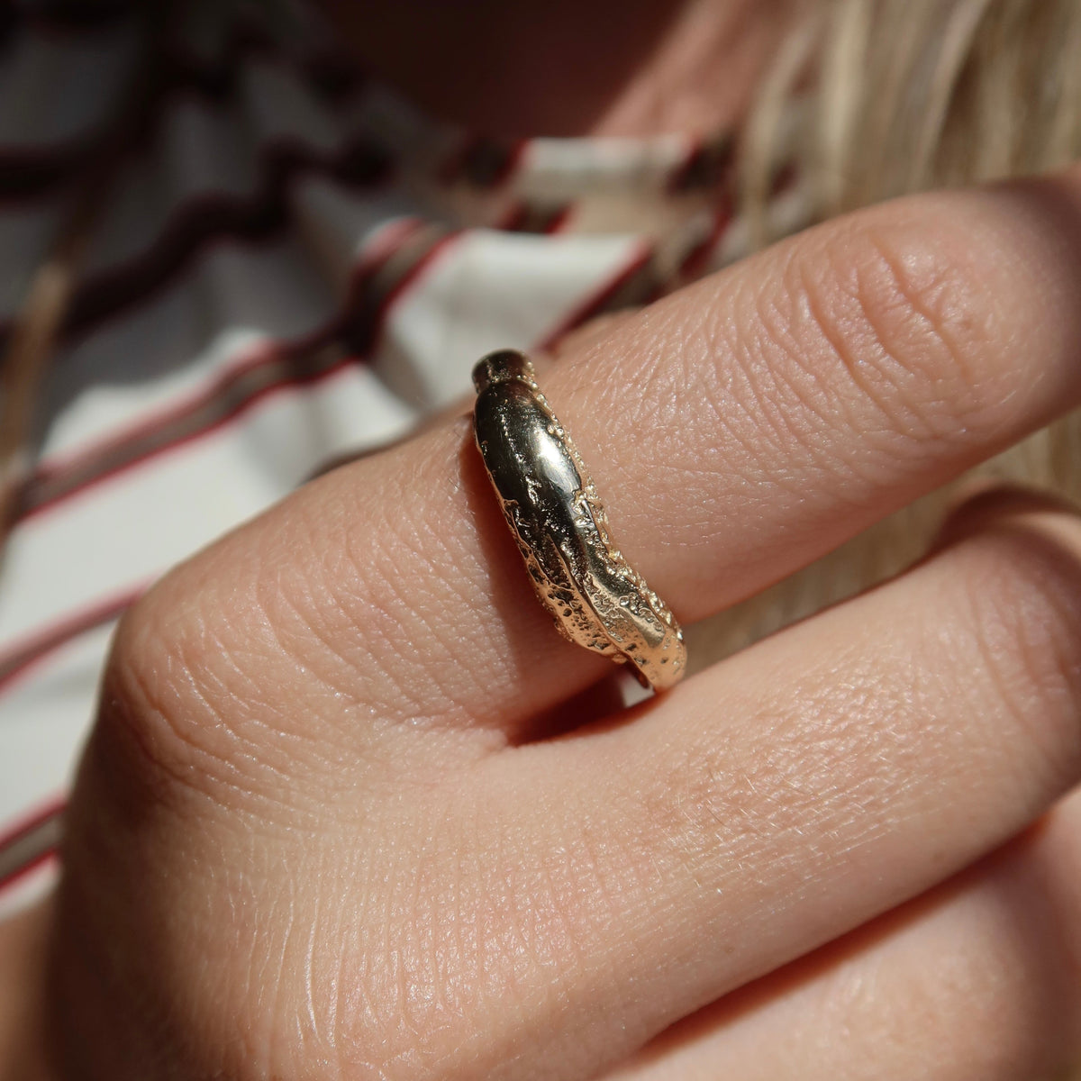 SAMPLE | Yellow Gold Sandcast Living Ring - Size O