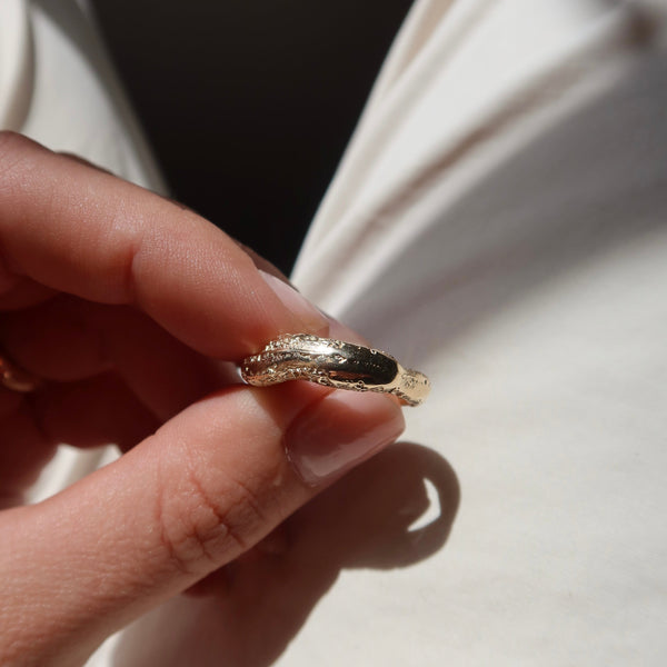 SAMPLE | Yellow Gold Sandcast Living Ring - Size O