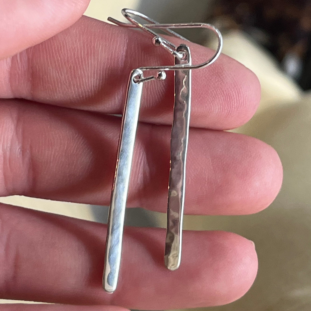 Silver Length Earrings - Hand Finished