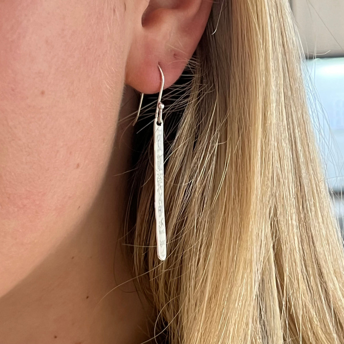 Silver Length Earrings - Hand Finished