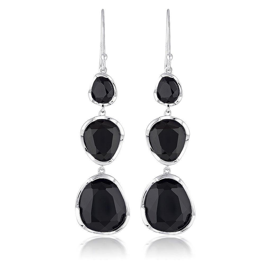"To the Power of Three" - Gemstone Earrings - Black Agate
