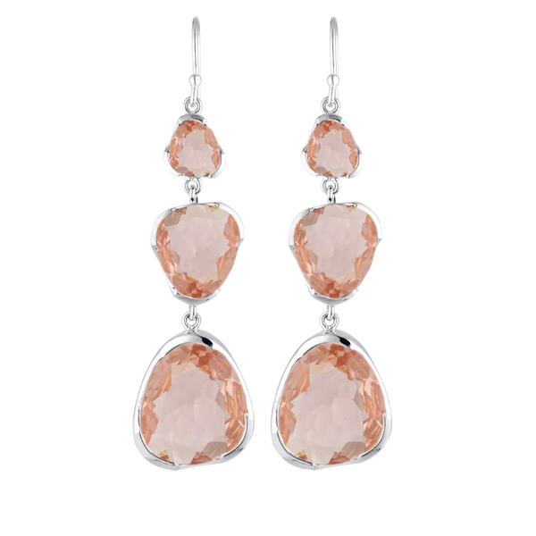 "To the Power of Three" - Gemstone Earrings - Blush Quartz