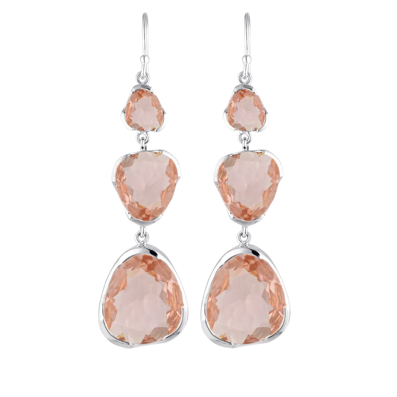 "To the Power of Three" - Gemstone Earrings - Blush Quartz