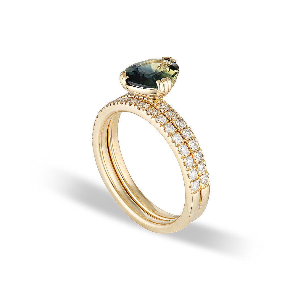 U Promise - Engagement Ring - Yellow Gold with Sapphire and Diamonds